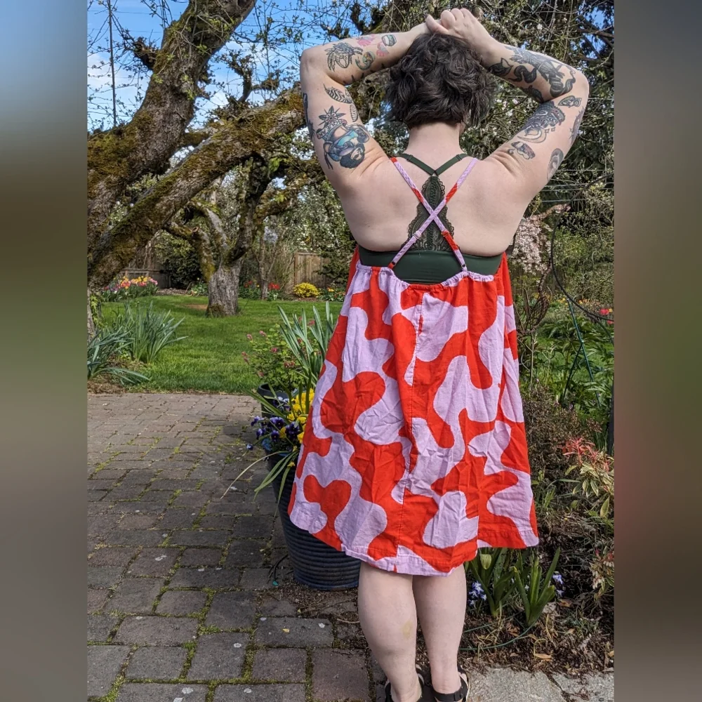 1X Ava & Viv plus size mod abstract print sun dress - Picture 3 of 6